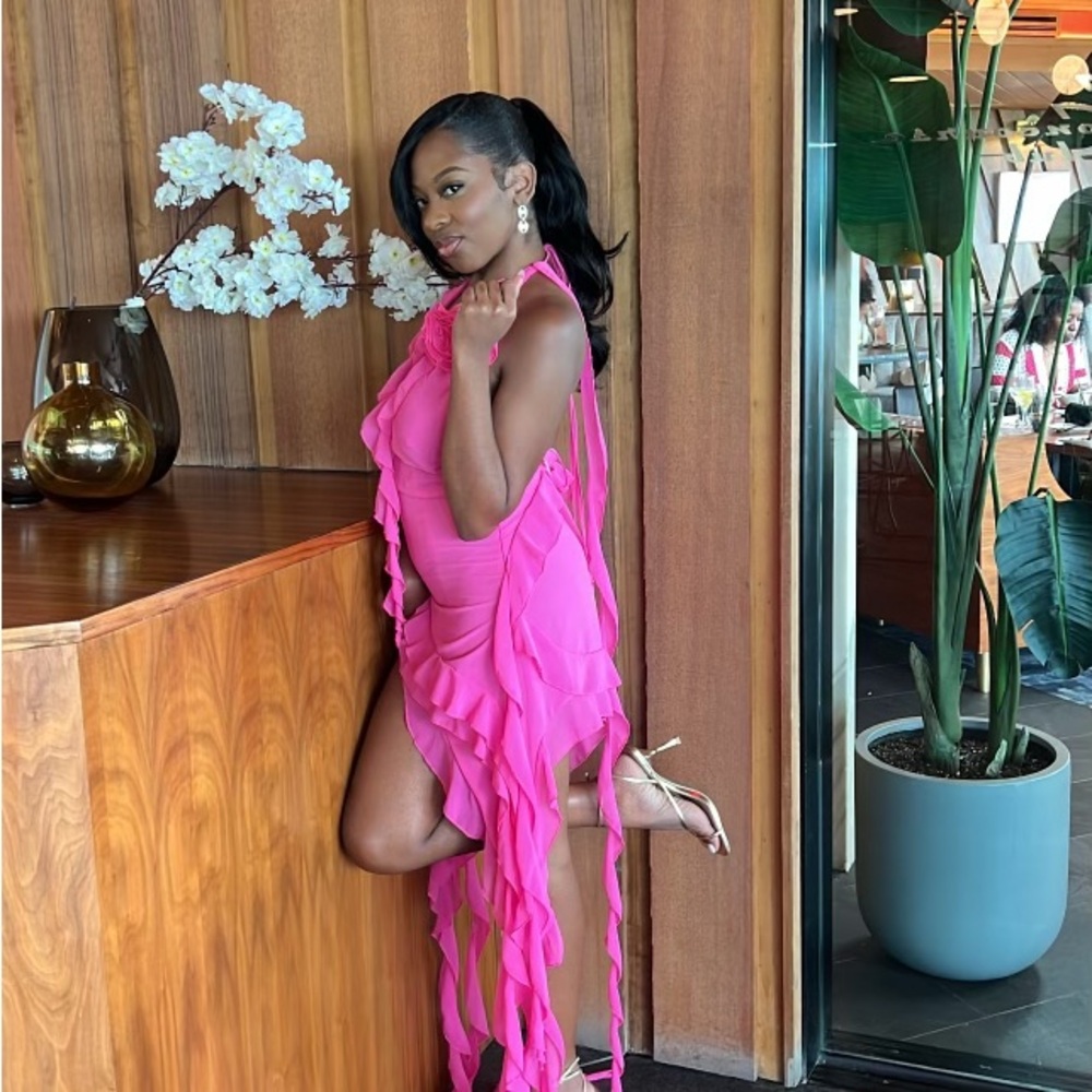 FASHION NOVA Vibrant Pink Ruffled Dress